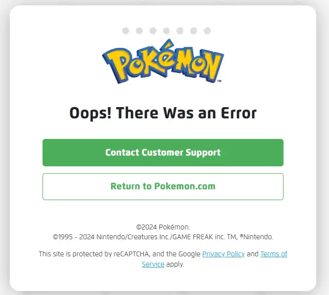 注册账号时出现的 Oops! There Was an Error 错误示例